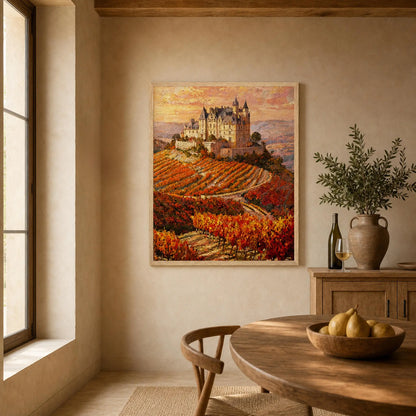 Hilltop Castle Vineyard Framed Art Print | Ready to Hang Wall Decor