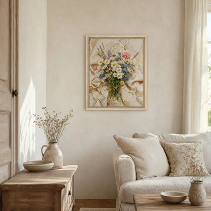 Impressionist Wildflower Bouquet Framed Canvas Wall Art