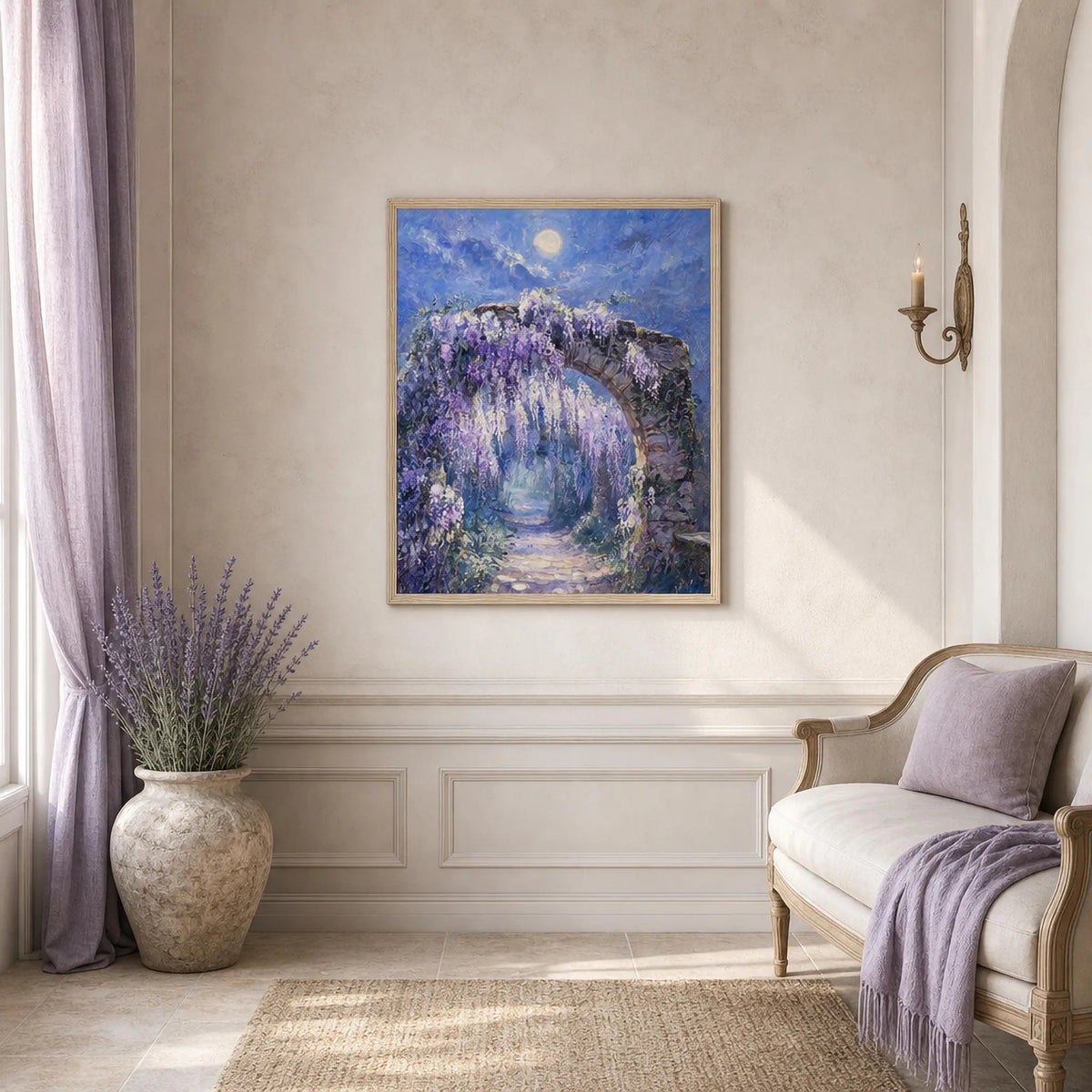 Moonlit Wisteria Arch Framed Art Poster