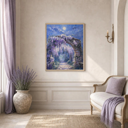 Moonlit Wisteria Arch Framed Art Poster