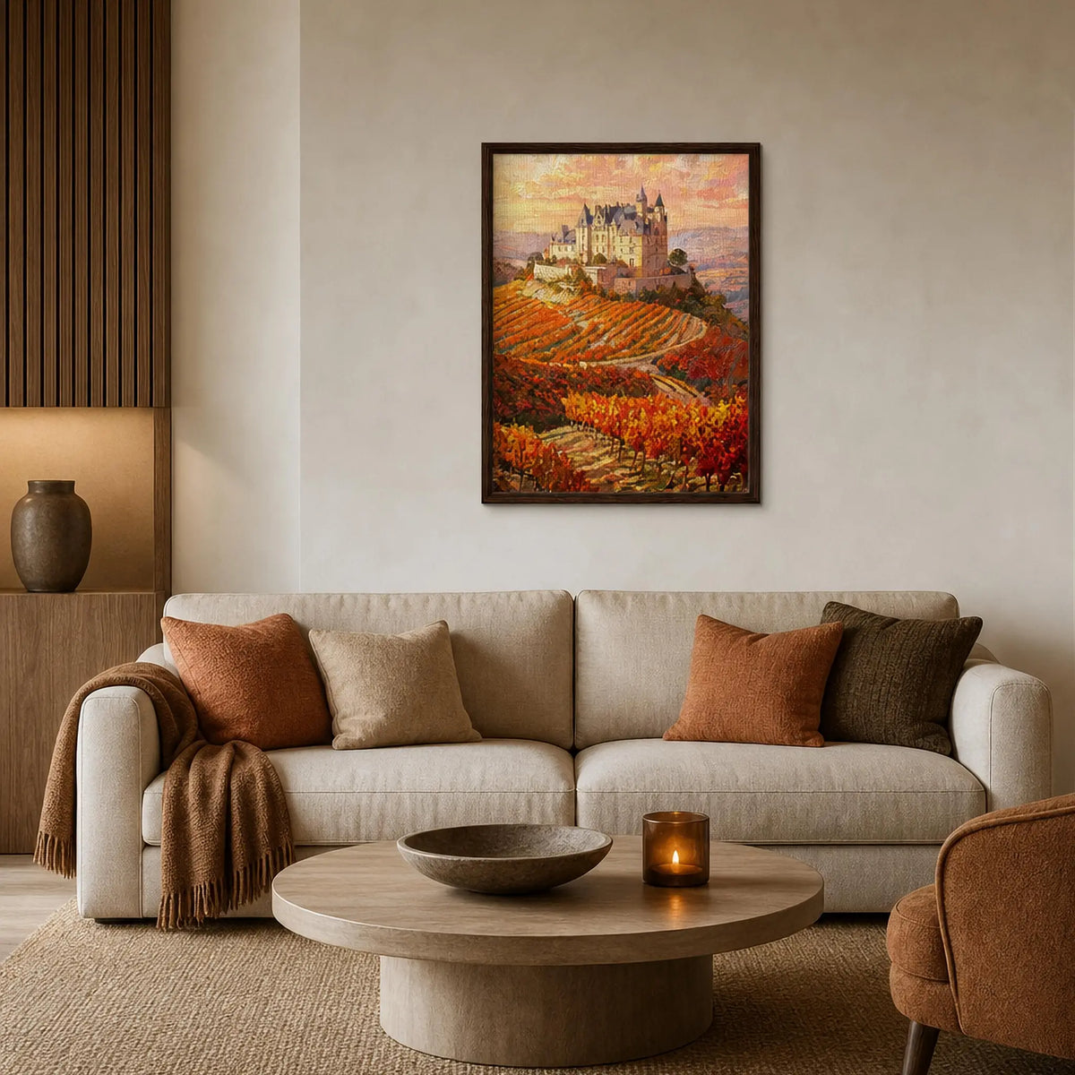 Hilltop Castle Vineyard Framed Canvas Wall Art | Gallery Style Decor