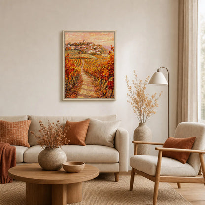 Hilltop Village Vineyard Framed Canvas Wall Art | Gallery Style Decor
