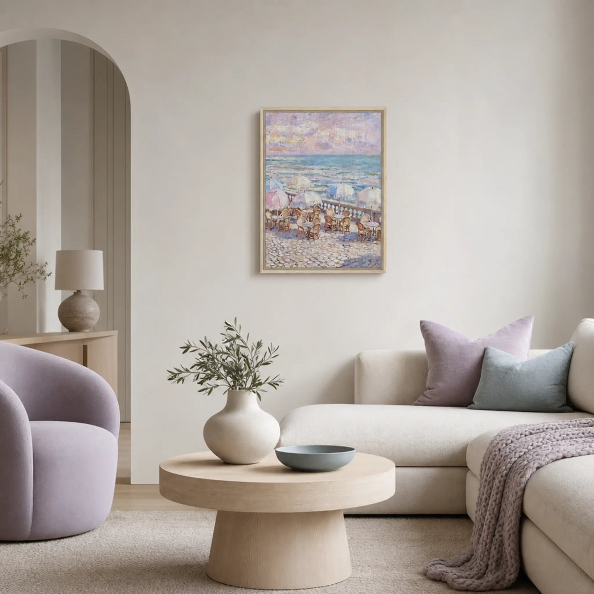 Framed Coastal Terrace Canvas | French Riviera Wall Art