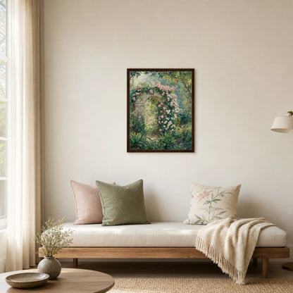 Rose-Covered Stone Arch Framed Canvas | Vintstep