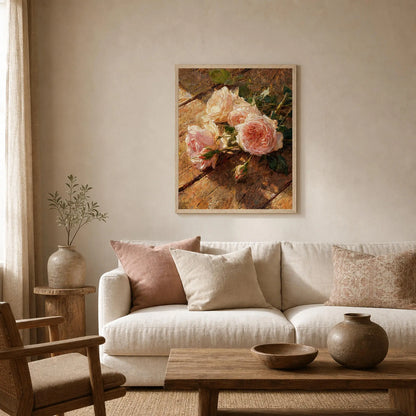 Impressionist Peach Rose Framed Art Print