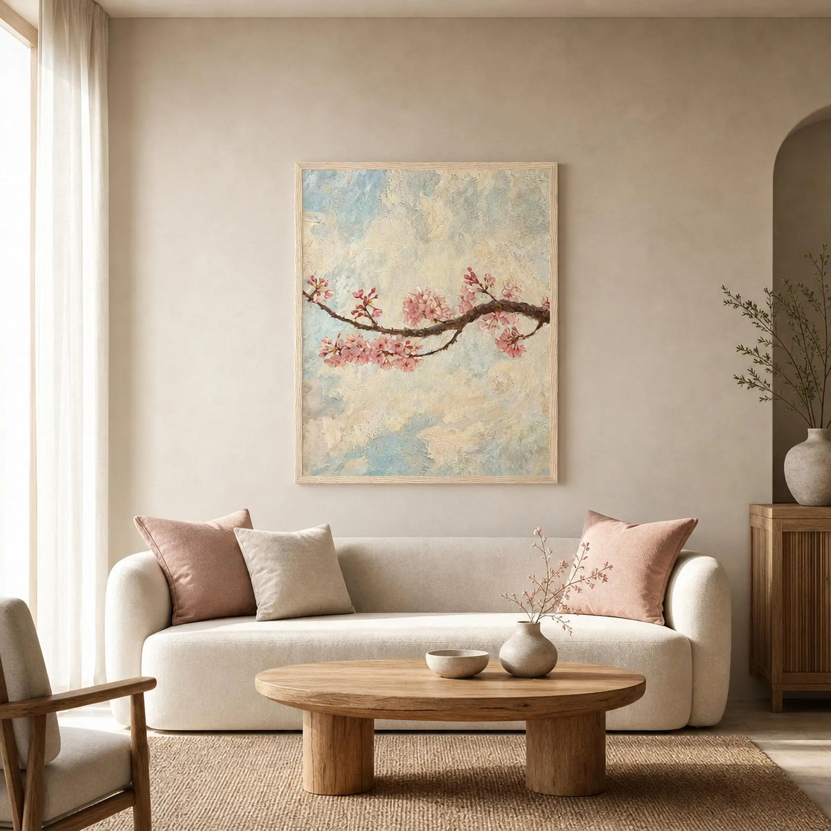 Impressionist Cherry Blossom Branch Framed Art Print