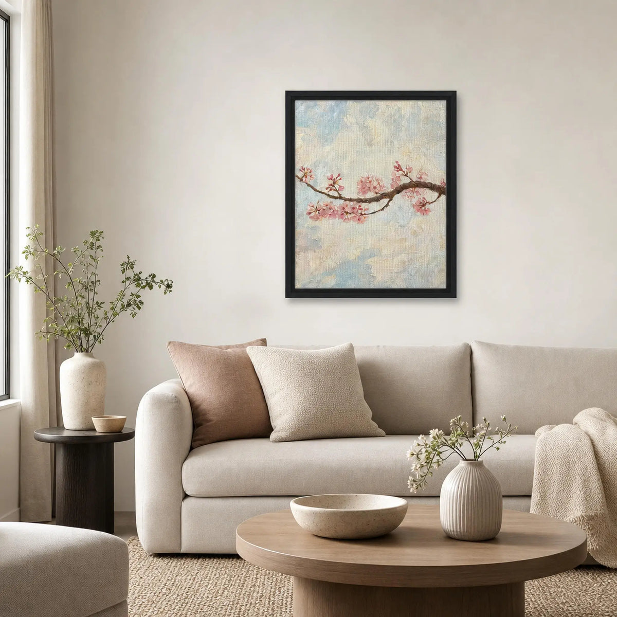 Blossoming Cherry Branch & Pastel Sky Impressionist Art Print