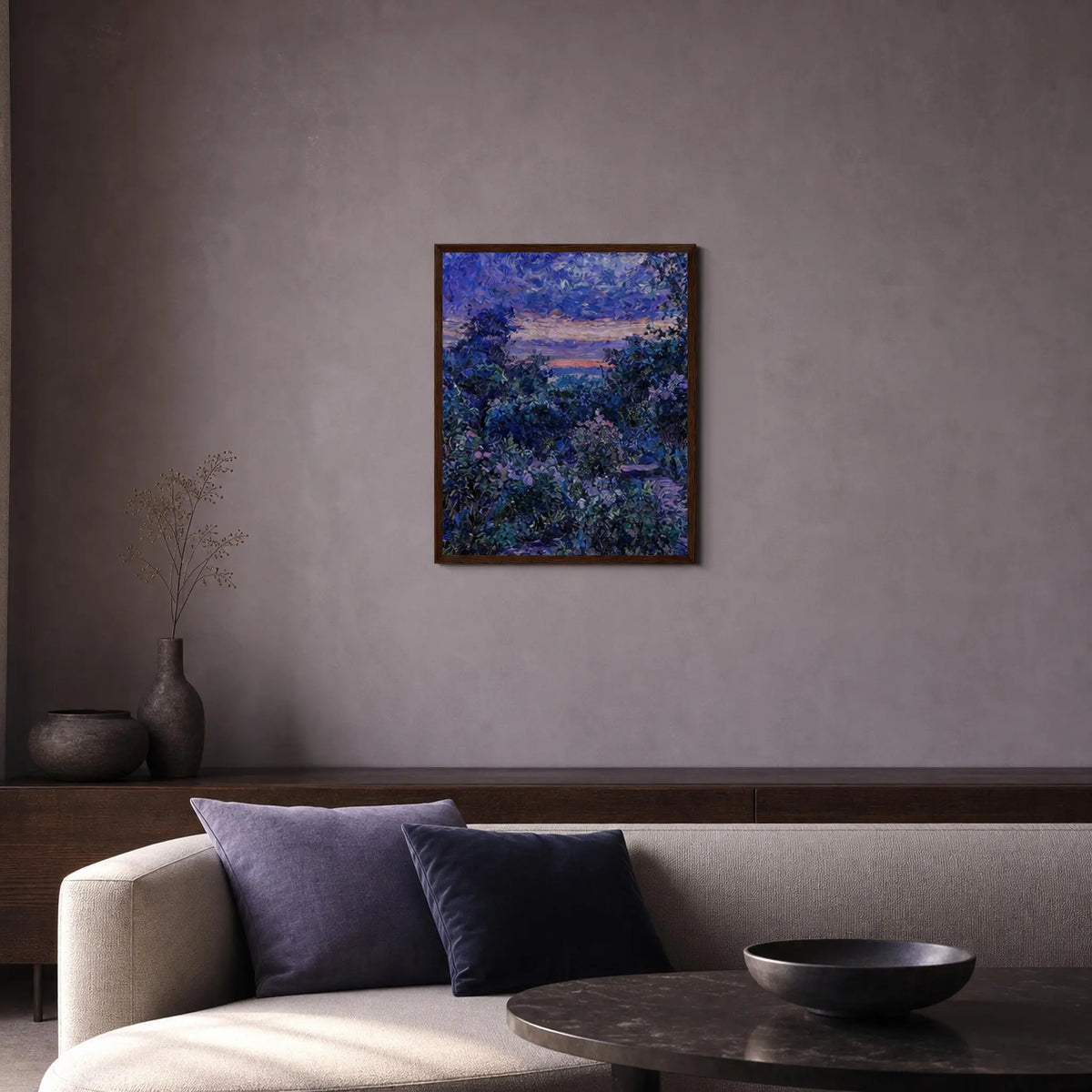 Midnight Twilight Garden Wooden Framed Poster | Vintstep