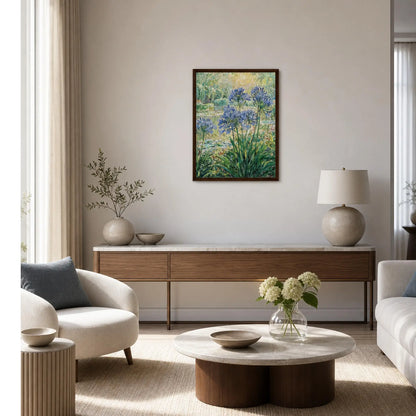 Sunlit Agapanthus Garden Framed Canvas | Vintstep