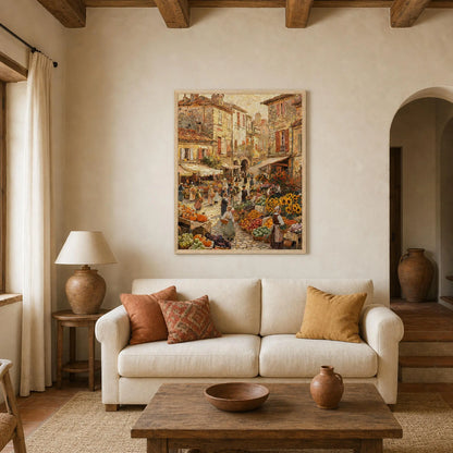 European Village Market Framed Art Print | Ready to Hang Wall Decor