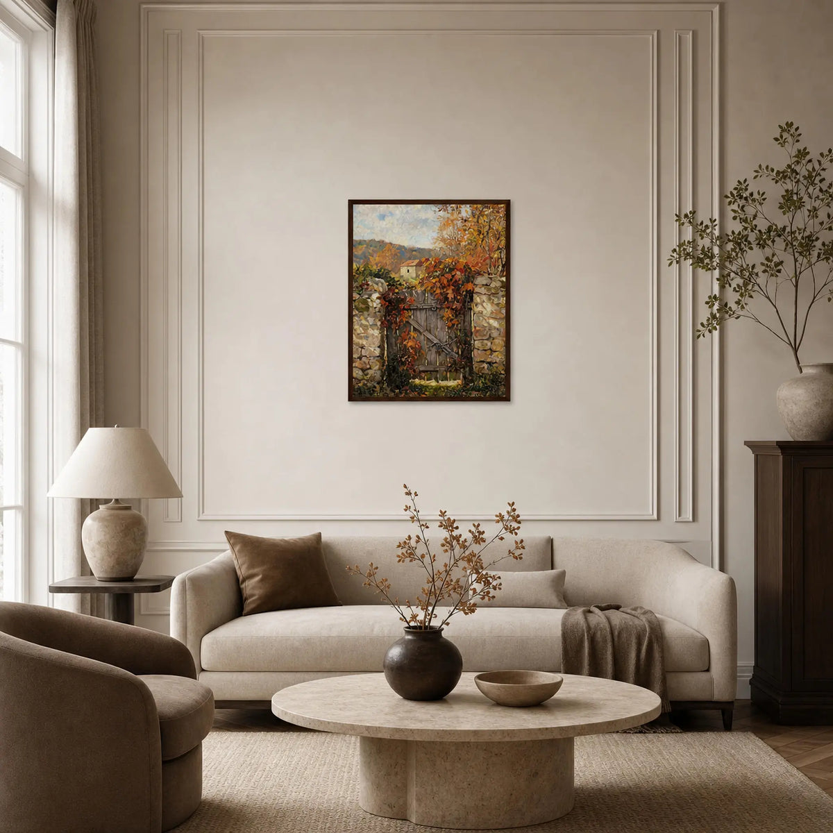 Autumn Garden Gate Framed Art Print | Ready to Hang Wall Decor