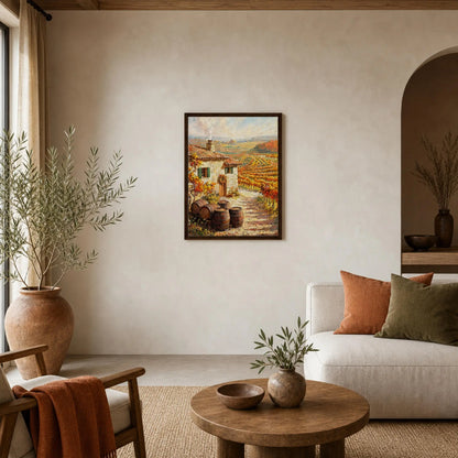 Provence Vineyard Cottage Framed Canvas Wall Art | Gallery Style Decor