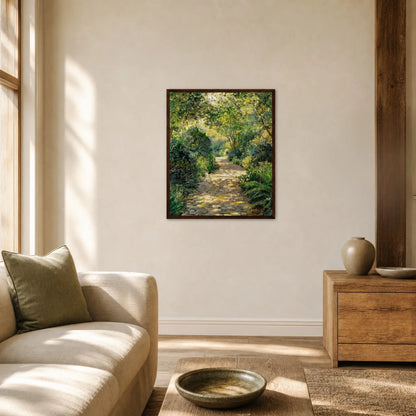 Sunlit Garden Pathway Wooden Framed Poster | Vintstep