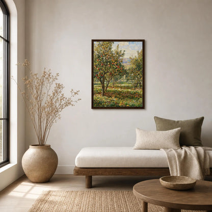 Sunlit Apple Orchard in Autumn Impressionist Art Print