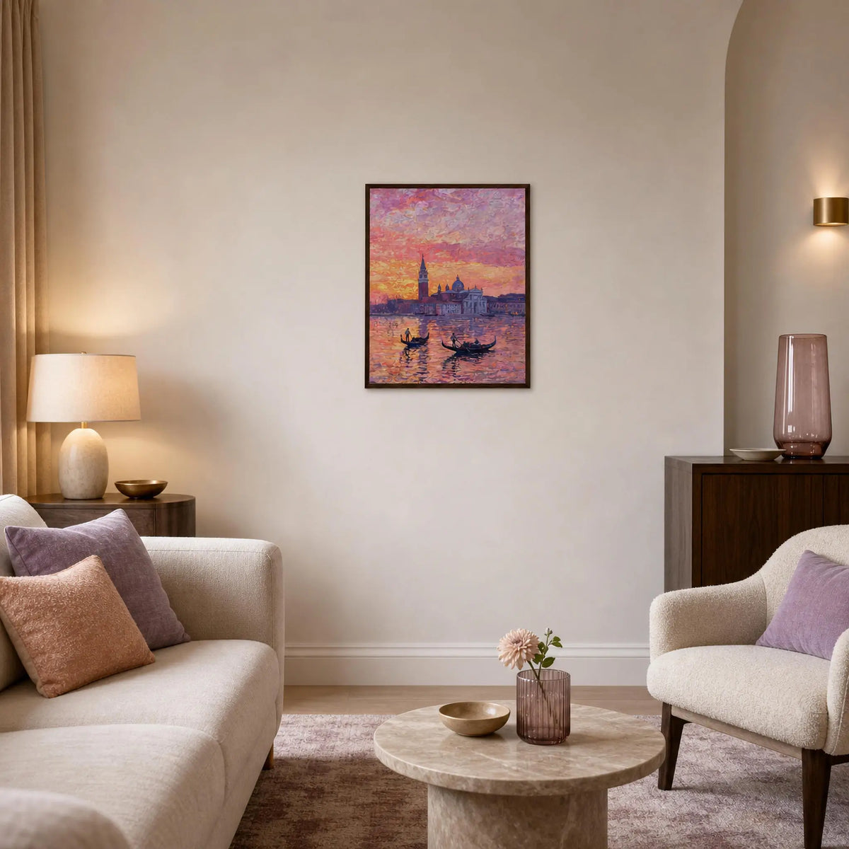 Framed Venetian Sunset Art | Romantic Venice Wall Decor Poster