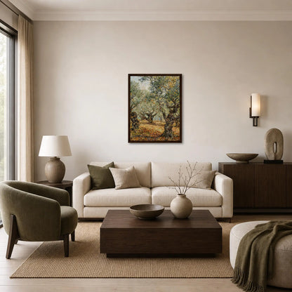 Autumn Olive Grove Framed Canvas Wall Art | Gallery Style Decor