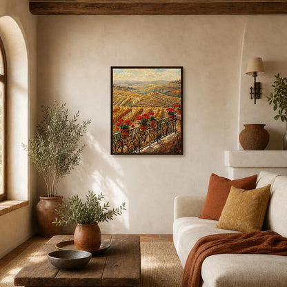 Vineyard Balcony Framed Art Print | Ready to Hang Wall Decor