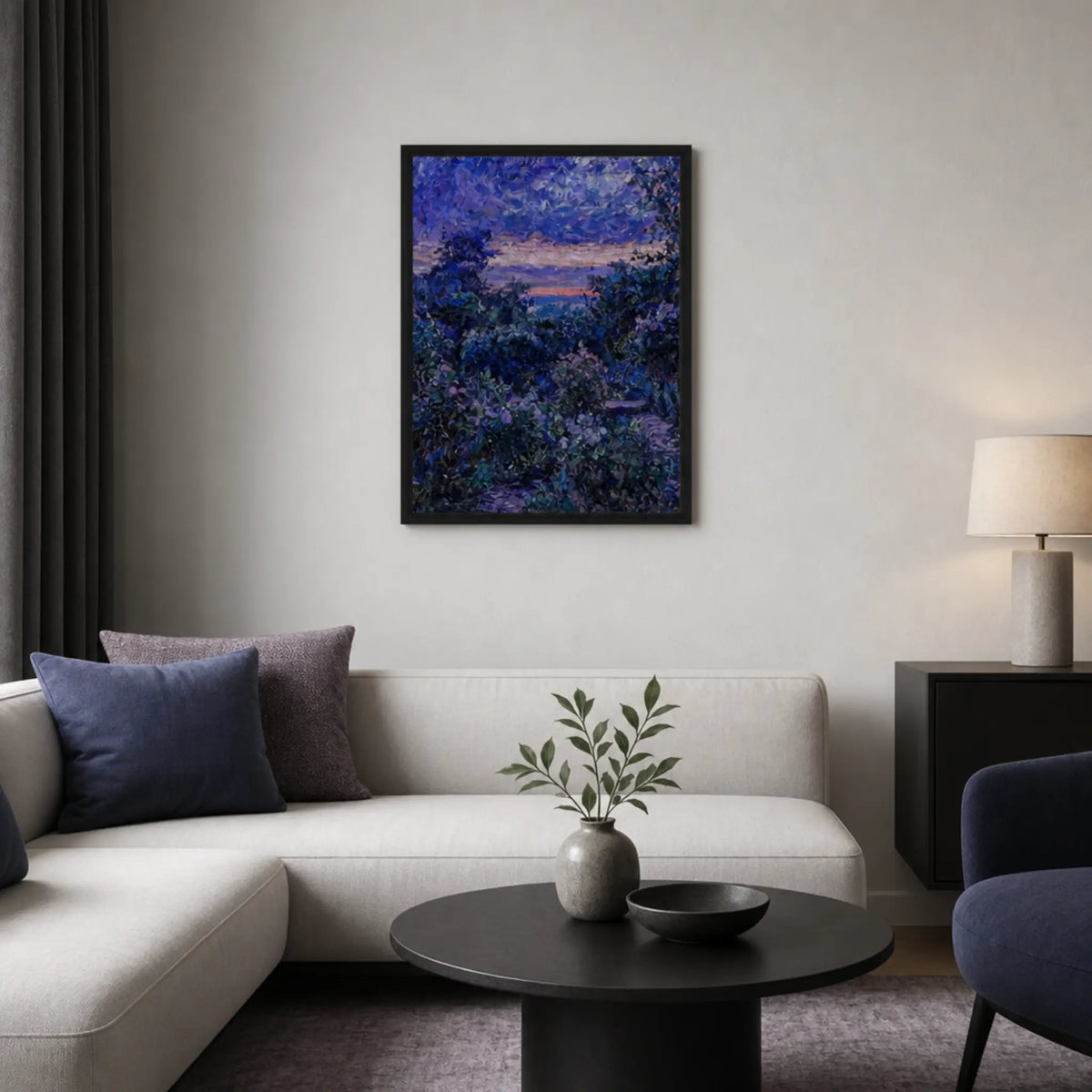 Twilight Garden & Blue Dusk Impressionist Art Print