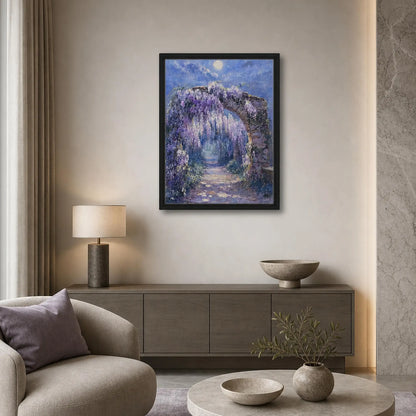 Moonlit Wisteria Stone Arch Impressionist Art Print