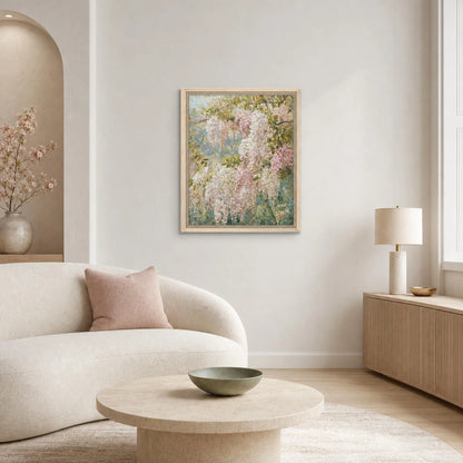 Impressionist Wisteria Blossoms Framed Canvas Wall Art