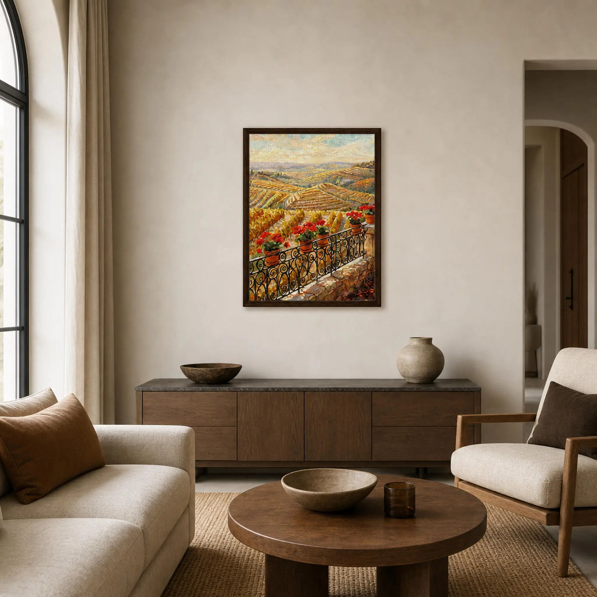 Vineyard Balcony Framed Canvas Wall Art | Gallery Style Decor