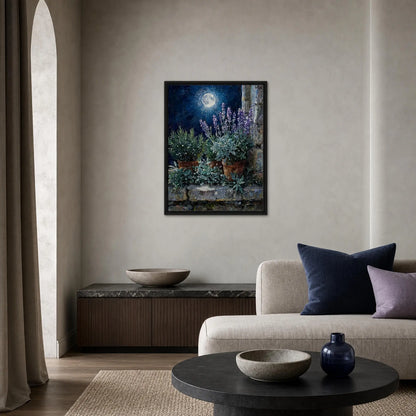Moonlit Herb Garden Framed Canvas Wall Art