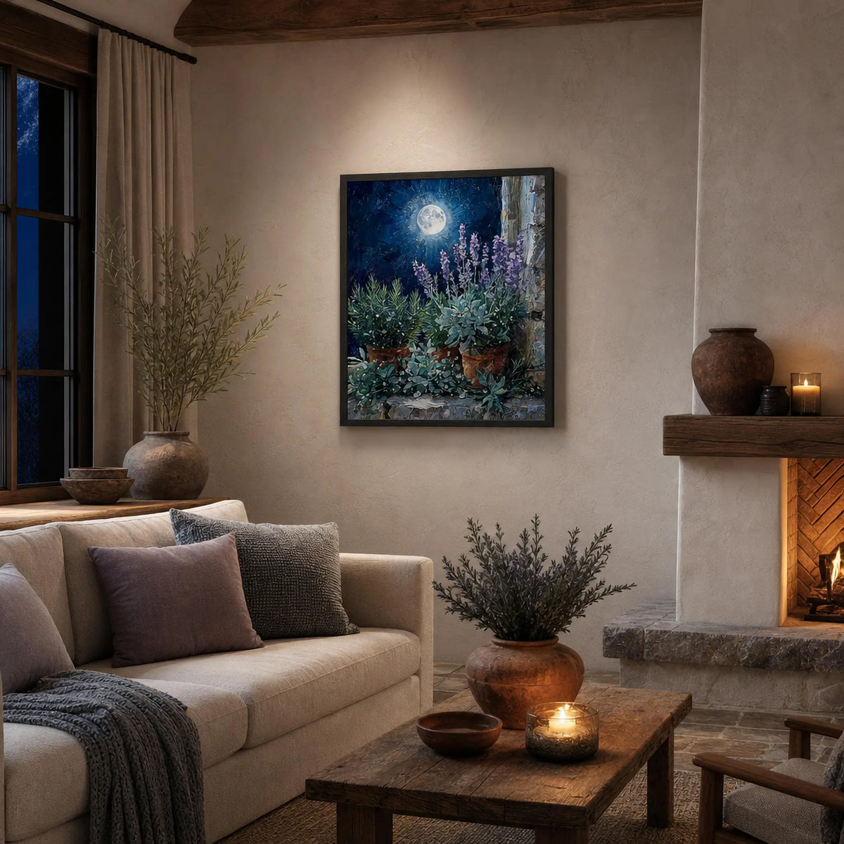 Moonlit Herb Garden Framed Art Poster