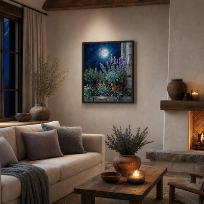 Moonlit Herb Garden Framed Art Poster