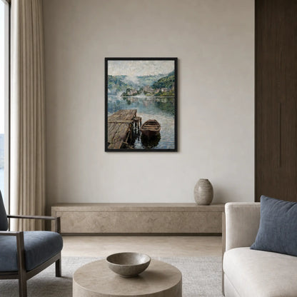 Framed Vintage Lakeside Landscape Canvas | Modern Classic Home Decor