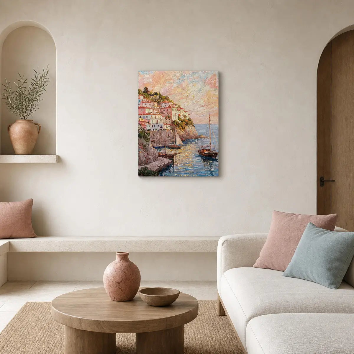 Seaside Horizon Canvas Print | Vintage Coastal Impressionist Wall Art