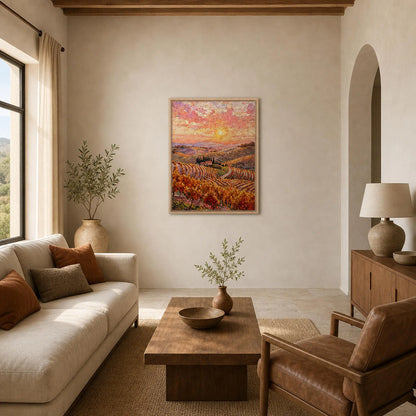 Vineyard Sunset Framed Canvas Wall Art | Gallery Style Decor