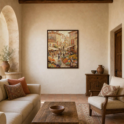 European Village Market Framed Art Print | Ready to Hang Wall Decor