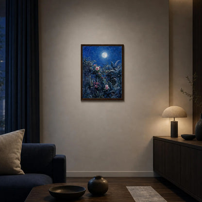 Midnight Garden Roses Framed Canvas Wall Art