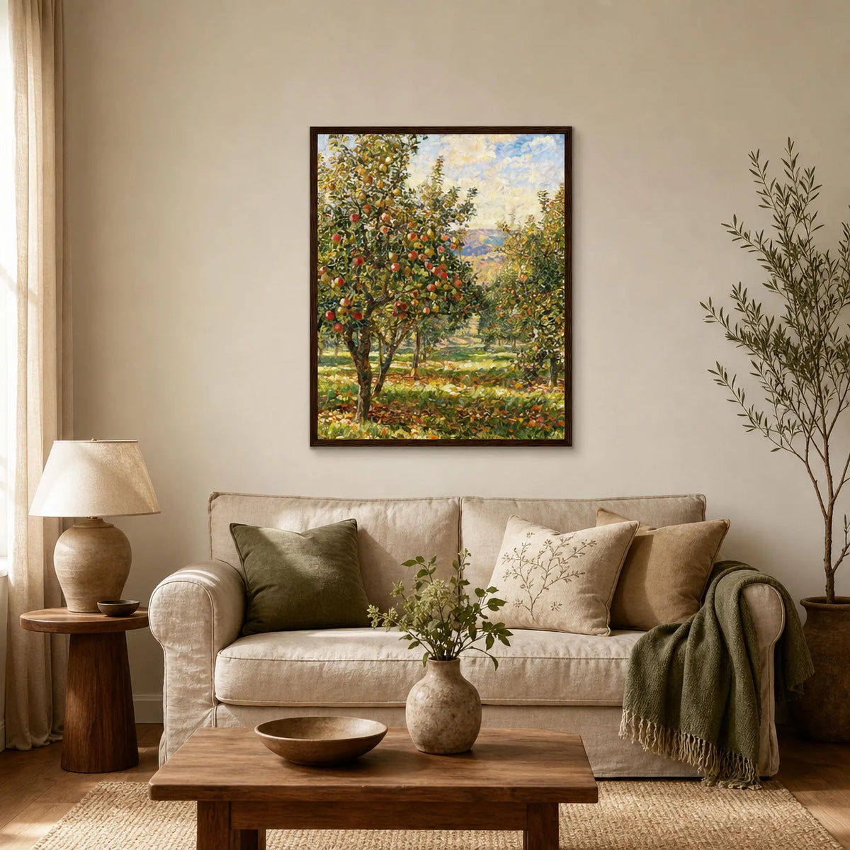 Sunny Apple Orchard Framed Art Print | Ready to Hang Wall Decor