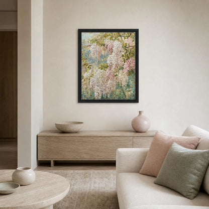 Impressionist Wisteria Blossoms Framed Canvas Wall Art