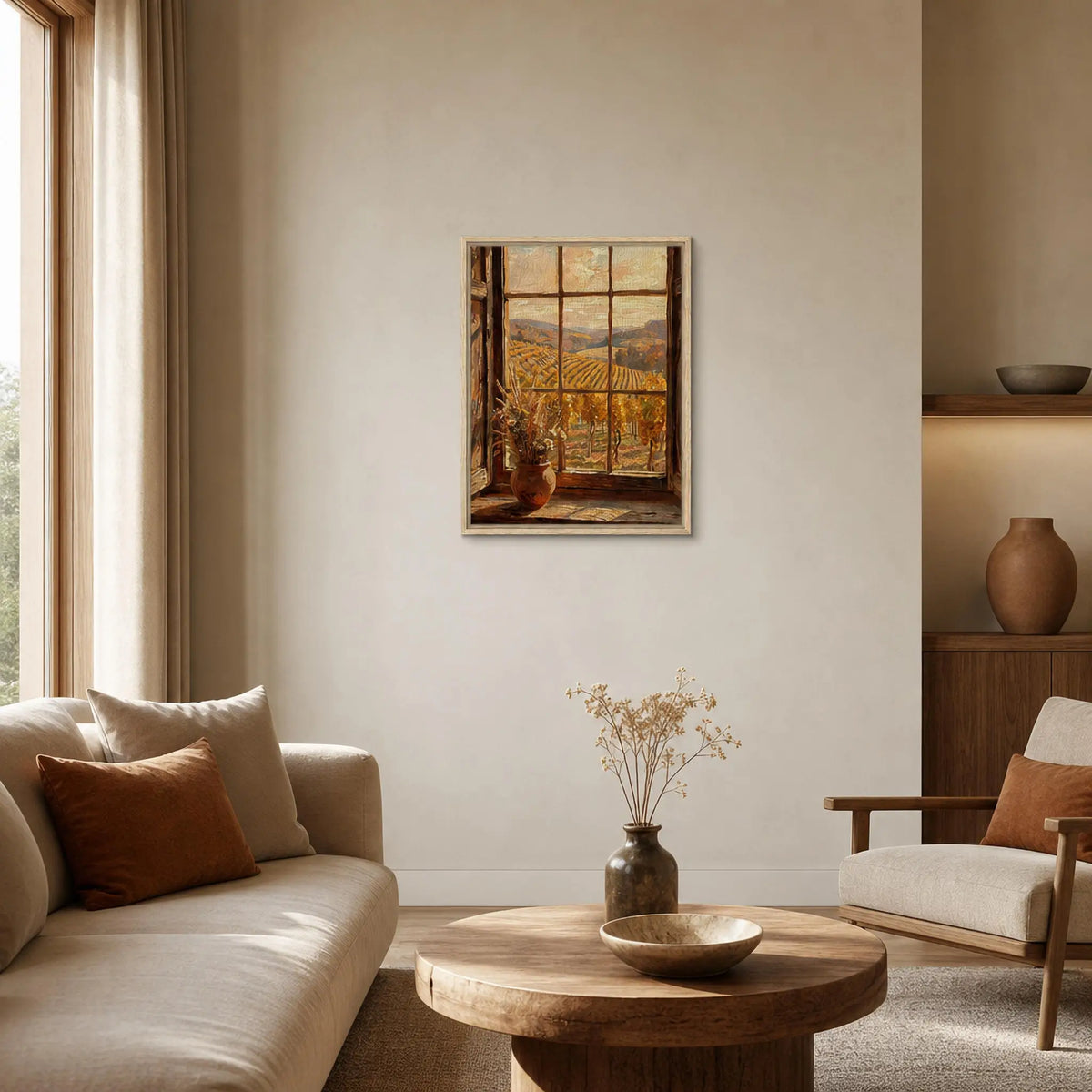 Window View Vineyard Framed Canvas Wall Art | Gallery Style Decor