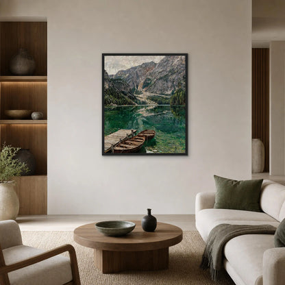 Framed Alpine Emerald Lake Art | Mountain Scenery Wall Decor