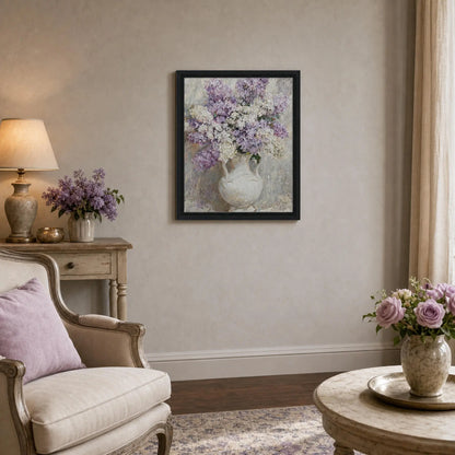 Impressionist Purple Lilac Bouquet Framed Canvas Wall Art