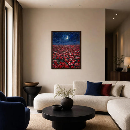 Poppies Under the Moon Framed Canvas Wall Art