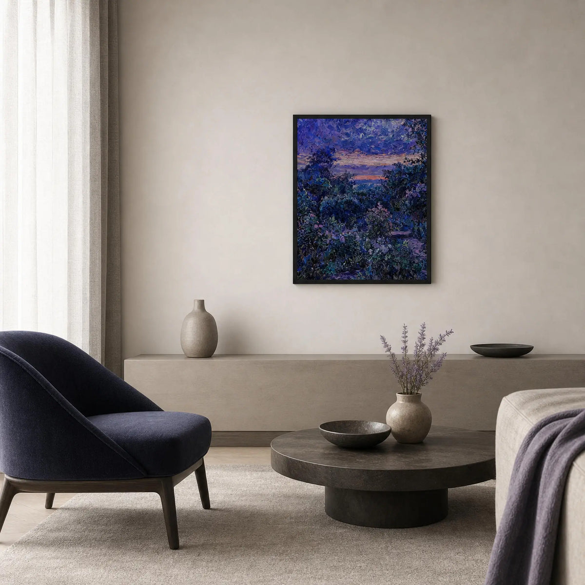 Midnight Twilight Garden Wooden Framed Poster | Vintstep