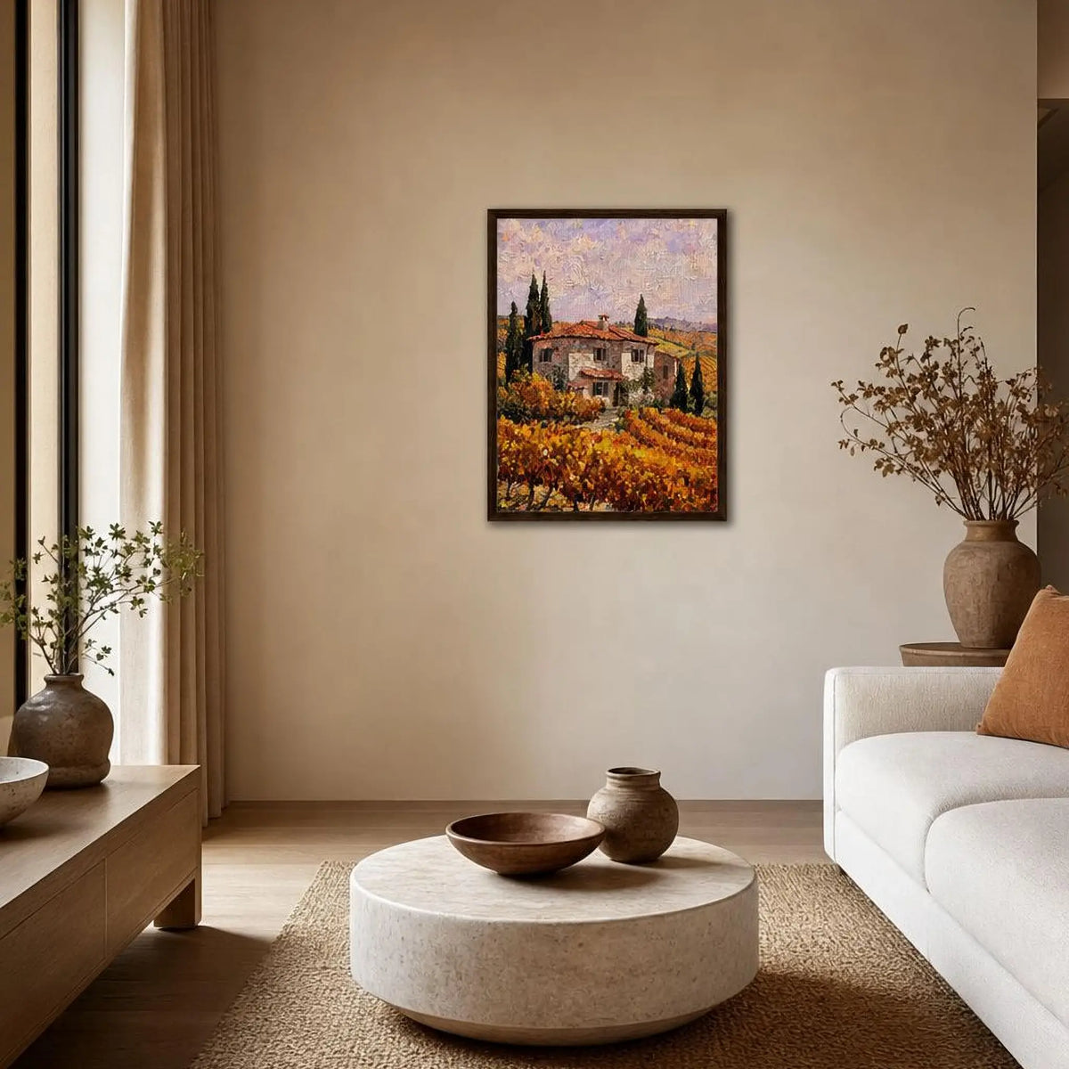 Tuscan Villa Vineyard Framed Canvas Wall Art | Gallery Style Decor