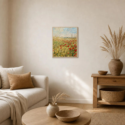 Golden Poppy Field Wooden Framed Poster | Vintstep