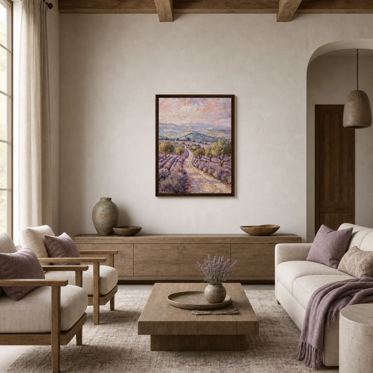 Provence Lavender Field Framed Canvas Wall Art | Gallery Style Decor
