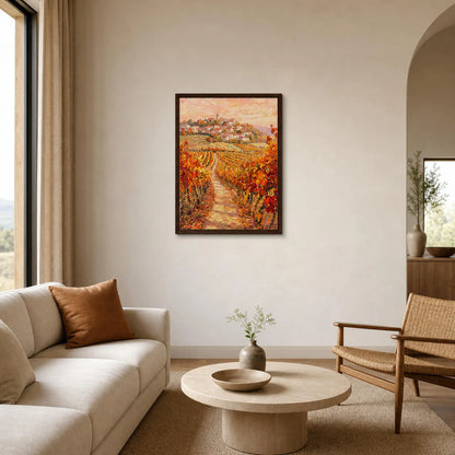 Hilltop Village Vineyard Framed Canvas Wall Art | Gallery Style Decor