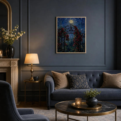 Moonlit Rose Gate Framed Art Poster