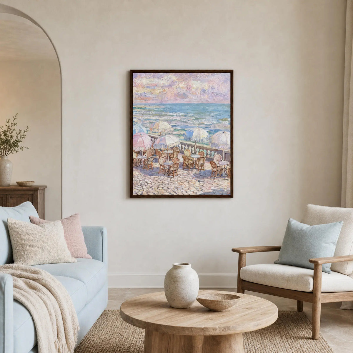 Framed Coastal Cafe Art | Mediterranean Summer Wall Decor