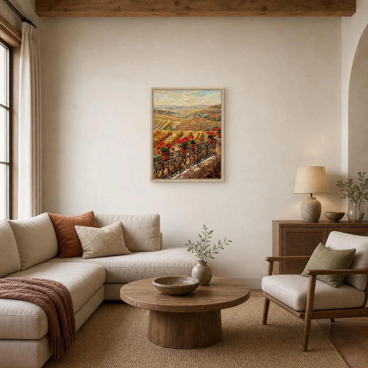 Vineyard Balcony Framed Canvas Wall Art | Gallery Style Decor