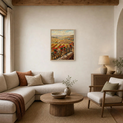 Vineyard Balcony Framed Canvas Wall Art | Gallery Style Decor