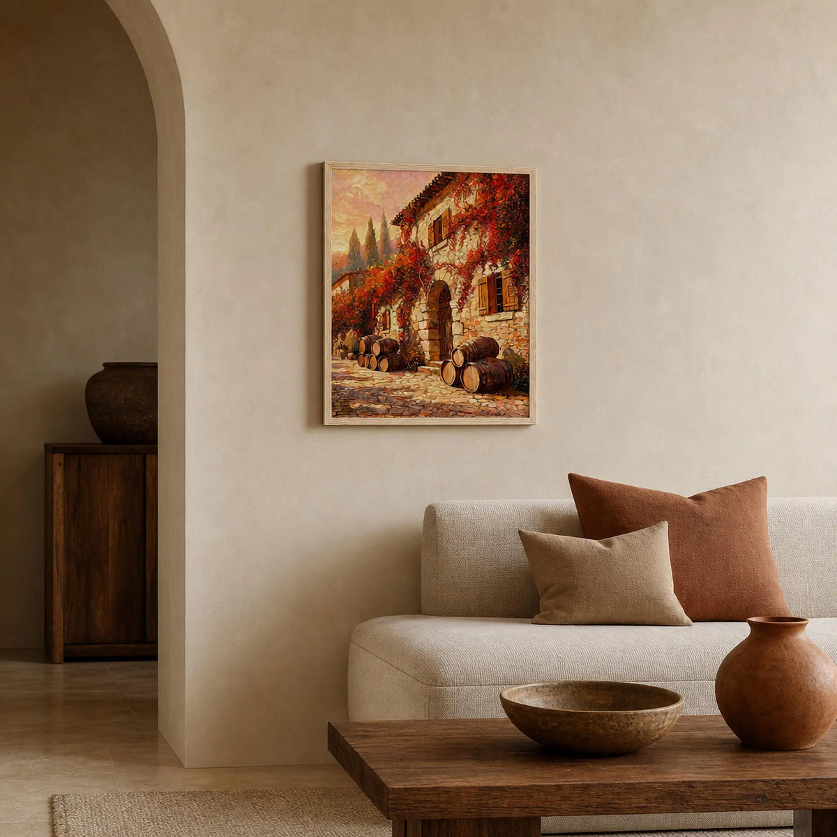 Autumn Stone Cottage Framed Art Print | Ready to Hang Wall Decor