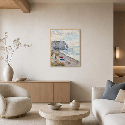 Framed Coastal Rock Arch Art | Seaside Cliff Wall Decor Poster